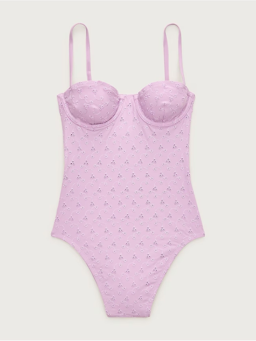 J. Crew Women’s Lilac Balconette Eyelet Underwire One-Piece Swimsuit - NWT